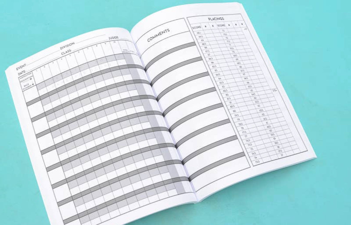 Horse show pattern score sheet book