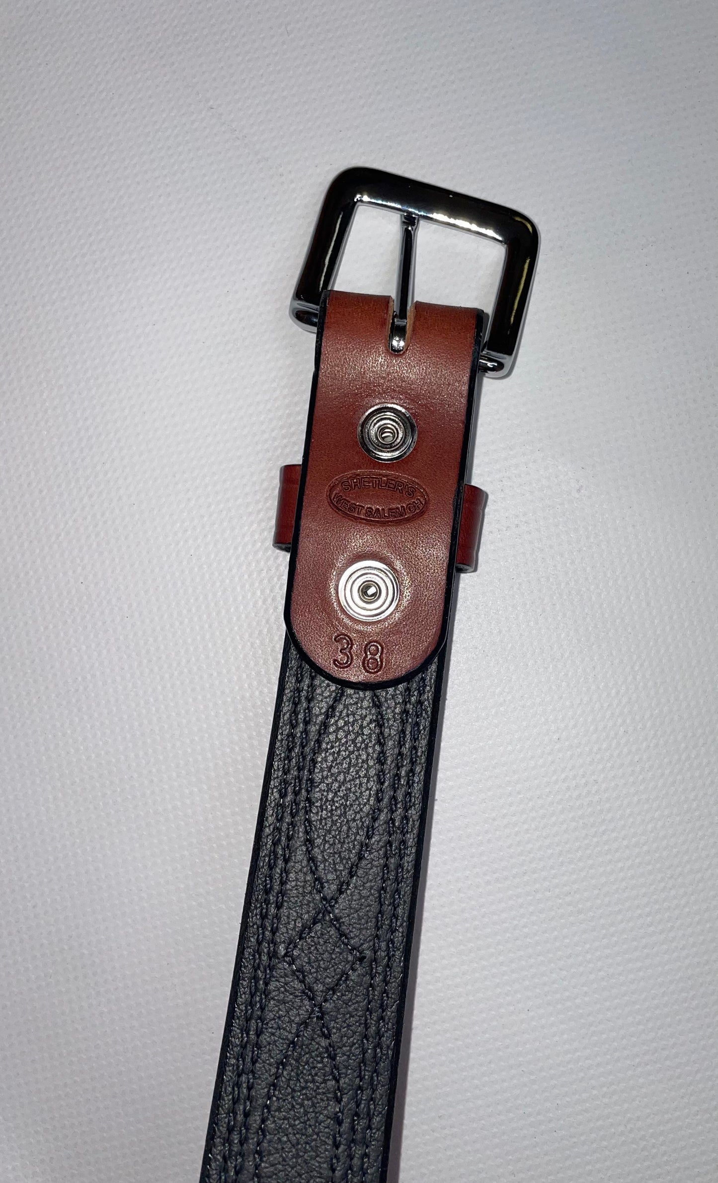 leather double stitched belt